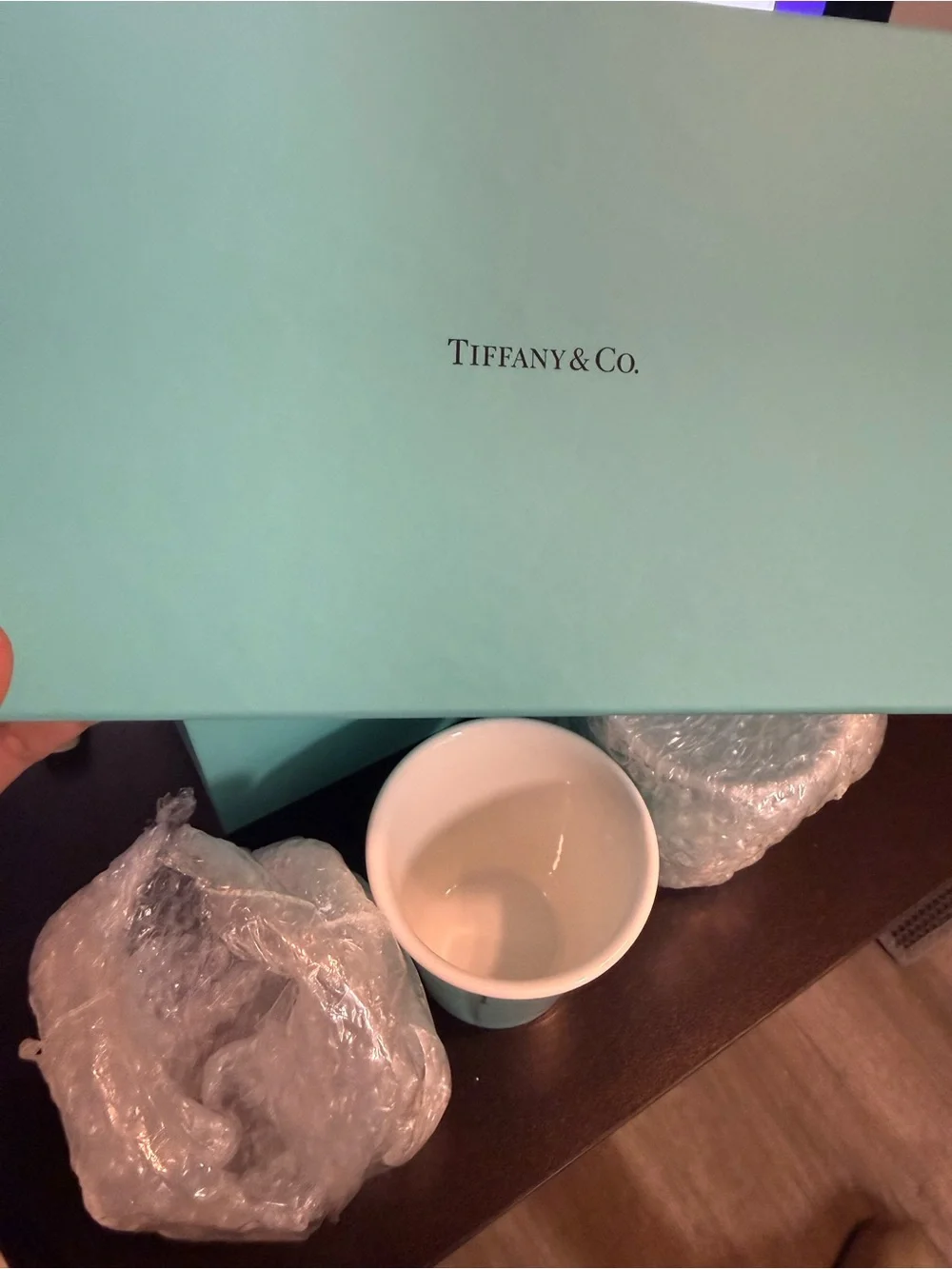 Tiffany & Co. Fine Bone China Paper Cup Espresso Cups Set of 2 w/ Box